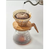 Hario V60 Glass Dripper Olive Wood Holder 02